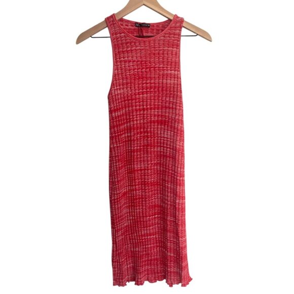 NWOT ZARA Ribbed pink Bodycon Fitted Knit Tank Midi-Dress lightweight - Picture 1 of 5